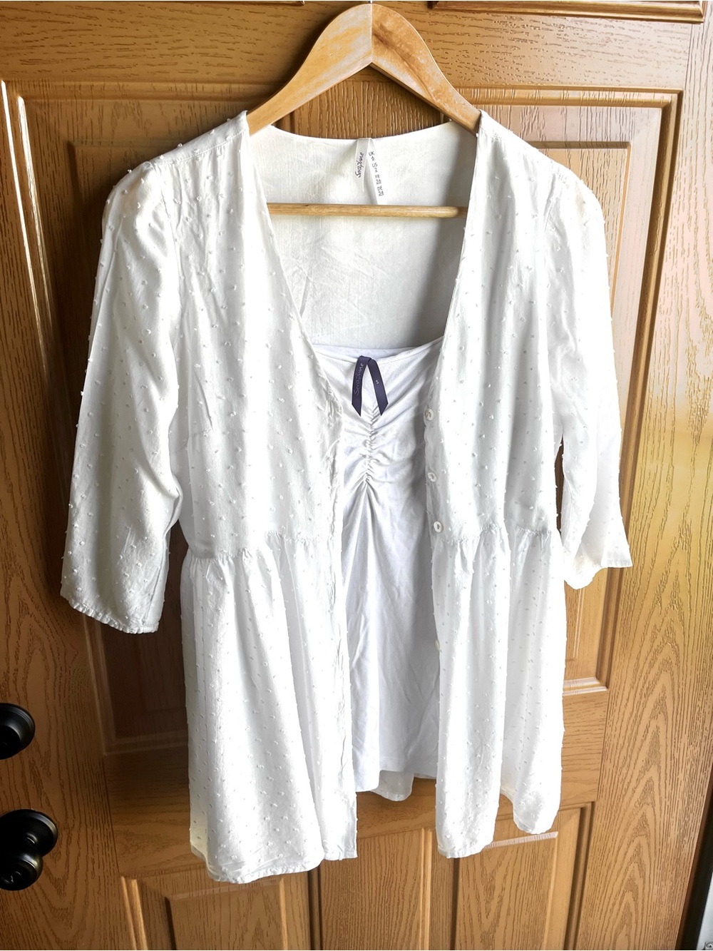 Seraphine Maternity bundle Size 2- White Women’s Swiss Dot shirt with Inner Tank